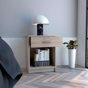 22" Gray Wood One Drawer Nightstand