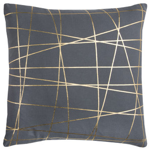 Homeroots Home Decor Gray Gold Contemporary Linework Throw Pillow, Gray and Gold, 20 x 20 Inches