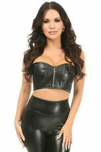 Lavish Faux Leather Short Bustier Top