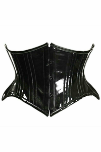 Top Drawer Patent PVC Vinyl Double Steel Boned Curvy Cut Waist Cincher