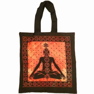 Seven Chakras Avatar Meditation Tie Dye Market Tote Bag Canvas Graphic