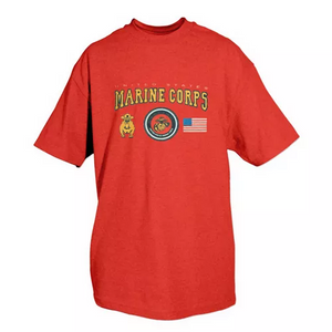 USMC With Logos T-Shirt Red Medium