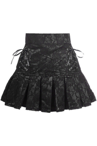 Satin with Lace Overlay Lace-Up Skirt