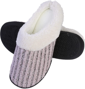 Roxoni Women's House Slippers Knit Fleece Lined Cozy Clog House Shoes