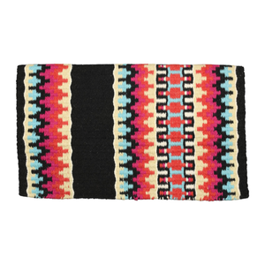 TuffRider Dallas Double Weave Saddle Blanket-Black/Pink/Yellow-34 X 42 Inch
