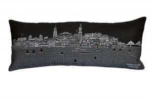 35" Black Charleston Nighttime Skyline Lumbar Decorative Pillow - 606114643173 35" Black Charleston Nighttime Skyline Lumbar Decorative Pillow - 606114643173