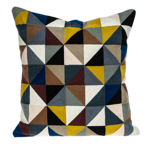 20" X 20" Black And Yellow Geometric Zippered 100% Cotton Throw Pillow - 606114685432