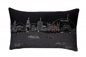 24" Black Los Angeles Nighttime Skyline Lumbar Decorative Pillow - 606114643494 24" Black Los Angeles Nighttime Skyline Lumbar Decorative Pillow - 606114643494