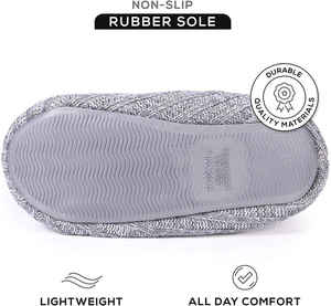 Roxoni Women's Cozy Knit Memory Foam Slippers, Fleece Lined, Indoor Outdoor Rubber Sole