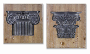 Wall Plaque (Set of 2) 14"SQ, 14"W x 15.75"H Wood/MDF