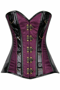 Top Drawer Brocade & Faux Leather Steel Boned Corset