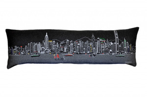 45" Black Hong Kong Nighttime Skyline Lumbar Decorative Pillow - 606114642961 45" Black Hong Kong Nighttime Skyline Lumbar Decorative Pillow - 606114642961