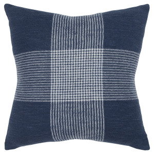 Homeroots Home Decor Indigo White Plaid Pattern Throw Pillow, Indigo White, 20 x 20 Inches