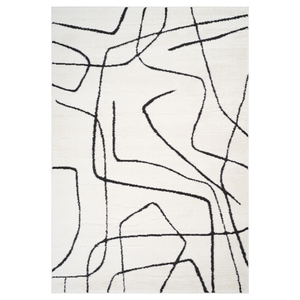 4' X 6' Ivory And Black Abstract Area Rug