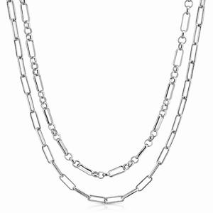 Silver Double Small Multi Link & Elongated Link Chain Necklace