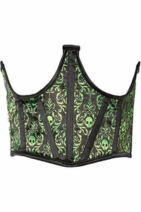 Lavish Skull Satin Open Cup Waist Cincher