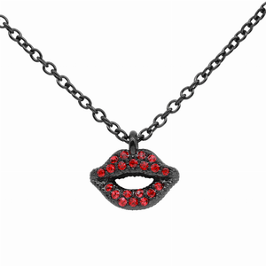 Daring Red & Black Lips Necklace