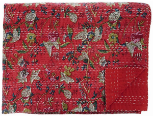 Hand Stitched Kantha Quilt / Coverlet