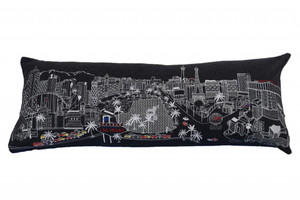35" Black as Vegas Nighttime Skyline Lumbar Decorative Pillow - 606114643630