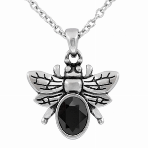 Dark & Bright Bee Necklace with Black Swarovski Crystal