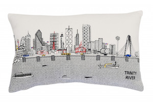 Homeroots Home Decor Dallas Daylight Skyline Lumbar Decorative Pillow, White, 24 Inches