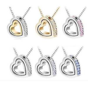 Hugging Hearts Pendant and Chain