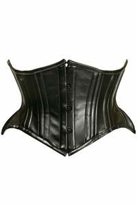 Top Drawer Faux Leather Double Steel Boned Curvy Cut Waist Cincher