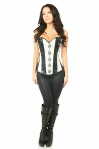 Top Drawer Brocade & Faux Leather Steel Boned Corset