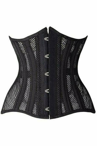 Top Drawer Fishnet Double Steel Boned Curvy Cut Waist Cincher Corset