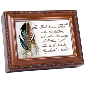 He Shall Cover Thee Locket Music Box