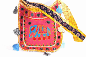 Mirror Work Elephant Multi Color Sling Jhola Bag