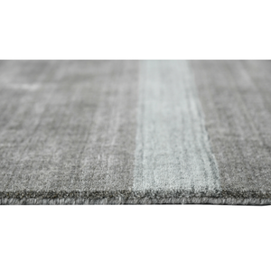 9' X 12' Ivory Gray And Green Wool Striped Hand Woven Area Rug