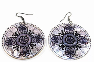 Mandala Chakra Art Mother Of Pearl Earrings