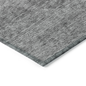 9' X 12' Gray And Charcoal Floral Washable Indoor Outdoor Area Rug - 880016766769