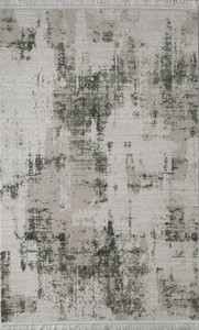 5' X 8' Gray And Green Abstract Distressed Area Rug With Fringe - 880016651423