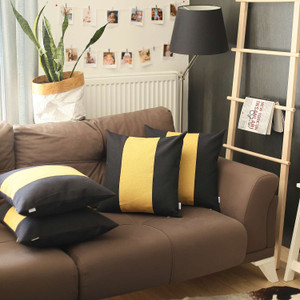 Set Of 4 Black And Yellow Center Pillow Covers - 808230027763