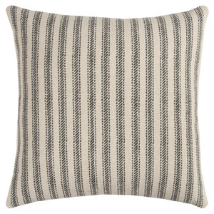 Homeroots Home Decor Gray Natural Ticking Stripe Throw Pillow, Gray Natural, 20 x 20 Inches