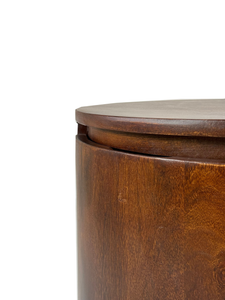 24" Chestnut Solid Wood Round Drum End Table With Two Drawers - 880016525687