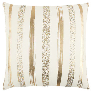 Gold Glam Stripe Beaded Throw Pillow - 808230115941