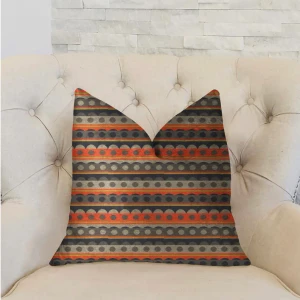Plutus Story Circle Red, Blue and Gray Luxury Throw Pillow - 663701021615
