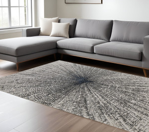 9' X 12' Gray and Ivory Abstract Power Loom Area Rug - 608219029920