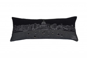 35" Black Madison Nighttime Skyline Lumbar Decorative Pillow - 606114642855