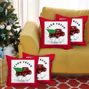 Set of 4 Christmas Buffalo Check Pick Up Truck Pillow Covers - 808230092464 Set of 4 Christmas Buffalo Check Pick Up Truck Pillow Covers - 808230092464