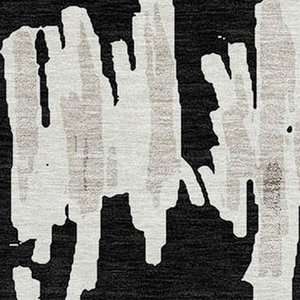 8' Black Ivory And Gray Round Striped Washable Indoor Outdoor Area Rug - 608219344146