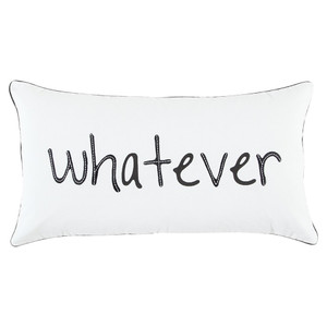 Black and White Whatever Embroidered Lumbar Pillow - 808230118157 Black and White Whatever Embroidered Lumbar Pillow - 808230118157