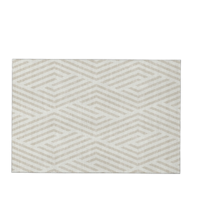 9' X 12' Ivory And Beige Geometric Washable Area Rug With UV Protection - 880024543062