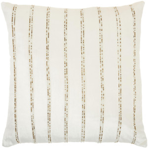Glam Ivory and Gold Accent Throw Pillow with Beaded Details - 4512822827575