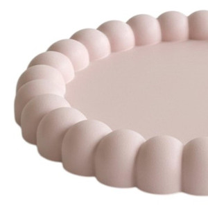 6" Pale Pink Resin Handmade Round Trinket Tray - 880016761108