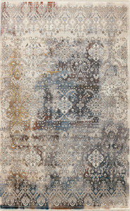 4' X 6' Blue And Orange Medallion Distressed Area Rug With Fringe - 880016753455