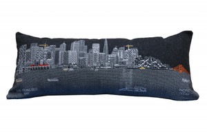 35" Black San Francisco Nighttime Skyline Lumbar Decorative Pillow - 606114644248